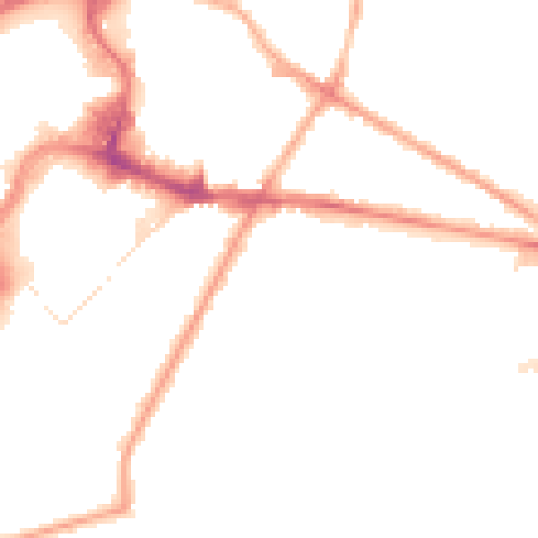 Night-time road noise heatmap for BL9 7HE
