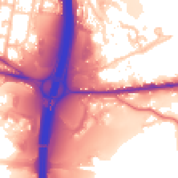 Daytime road noise heatmap for BL9 7HR