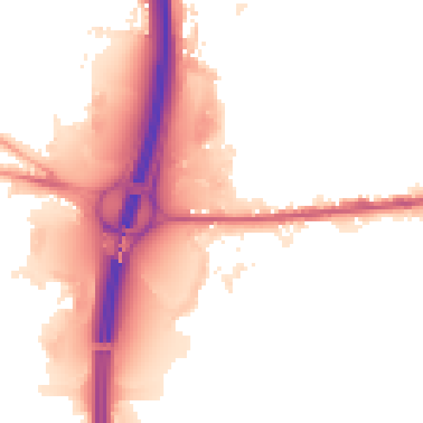Night-time road noise heatmap for BL9 7HR