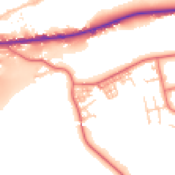 Daytime road noise heatmap for BL9 7JG