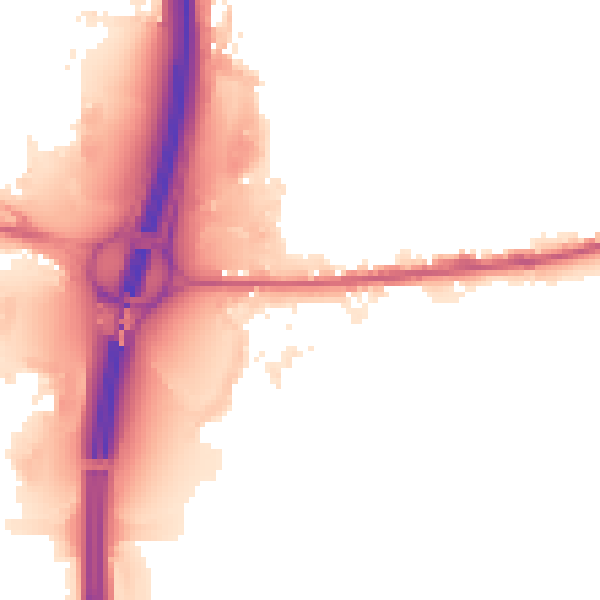 Night-time road noise heatmap for BL9 7JX