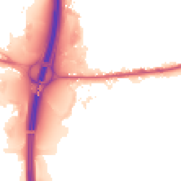 Night-time road noise heatmap for BL9 7LB