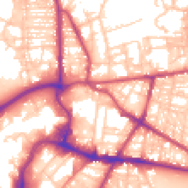 Daytime road noise heatmap for BL9 7LF