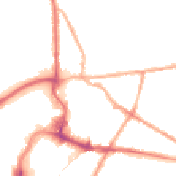 Night-time road noise heatmap for BL9 7LF