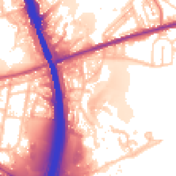 Daytime road noise heatmap for BL9 7NR