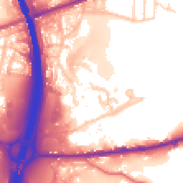 Daytime road noise heatmap for BL9 7PE
