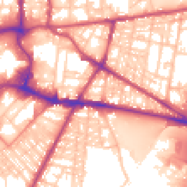 Daytime road noise heatmap for BL9 7PL
