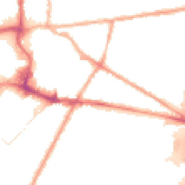 Night-time road noise heatmap for BL9 7PL