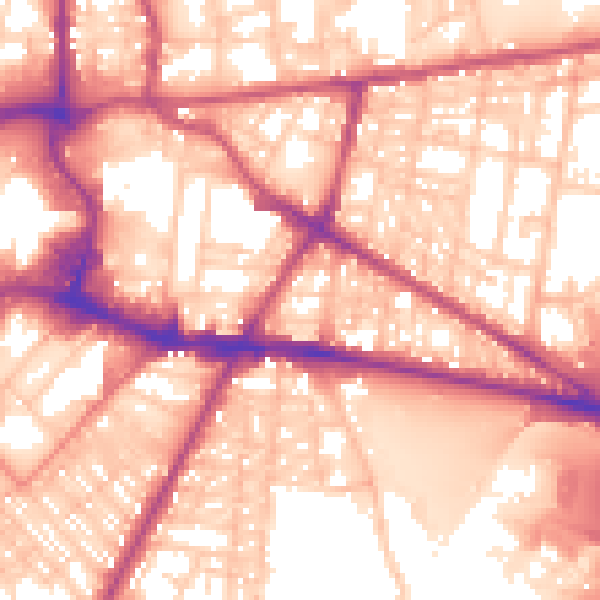 Daytime road noise heatmap for BL9 7PN