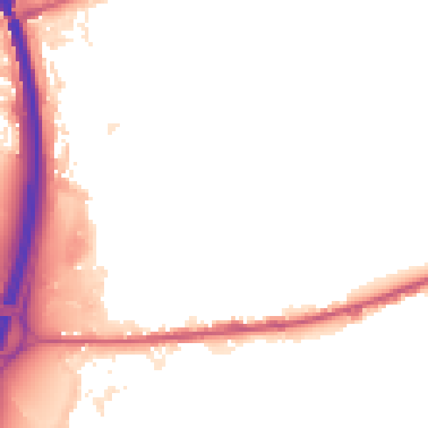 Night-time road noise heatmap for BL9 7PQ