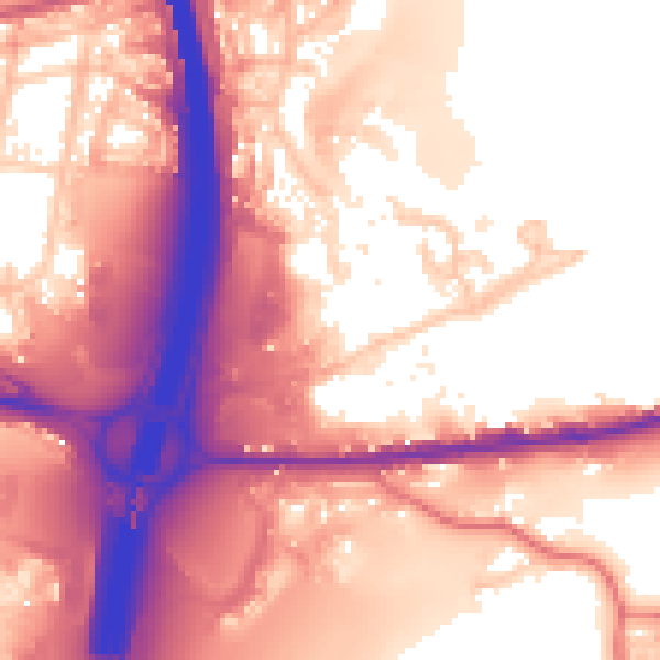 Daytime road noise heatmap for BL9 7PR