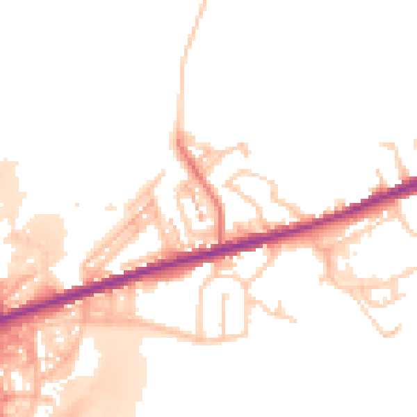 Daytime road noise heatmap for BL9 7RN