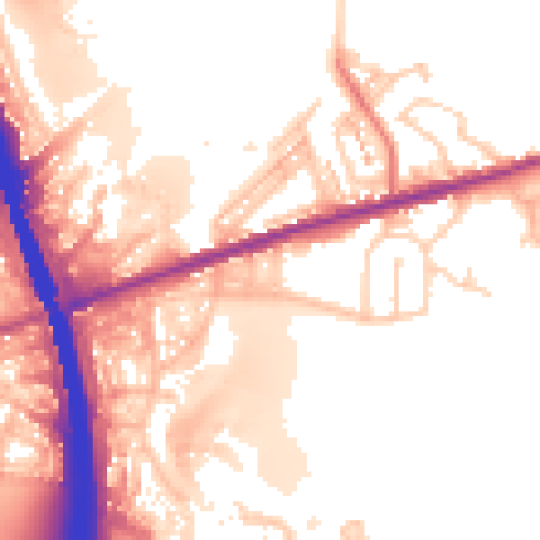 Daytime road noise heatmap for BL9 7SG