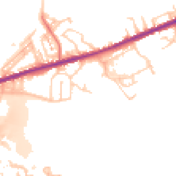 Daytime road noise heatmap for BL9 7SU