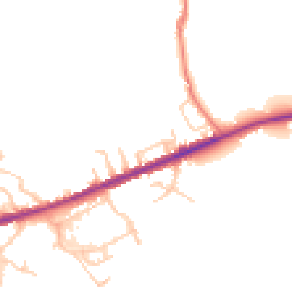 Daytime road noise heatmap for BL9 7TN