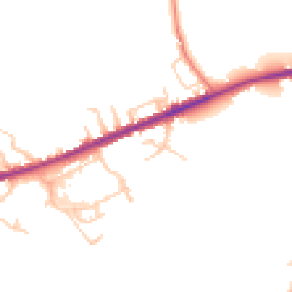 Daytime road noise heatmap for BL9 7TR