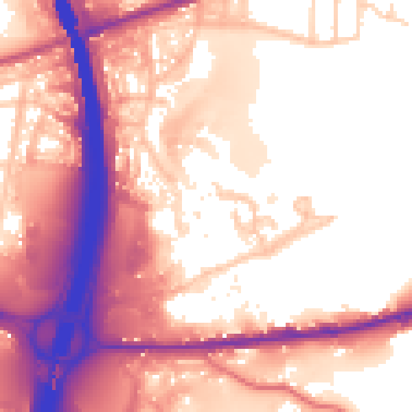 Daytime road noise heatmap for BL9 7UE