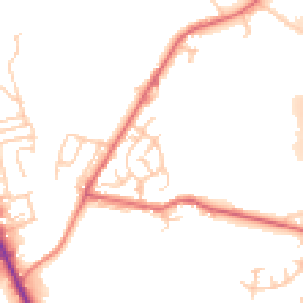 Daytime road noise heatmap for BL9 8BN