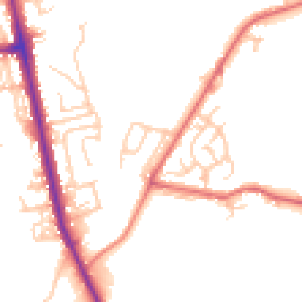 Daytime road noise heatmap for BL9 8BY