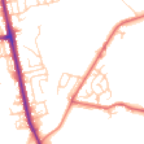 Daytime road noise heatmap for BL9 8BZ