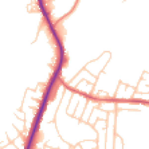Daytime road noise heatmap for BL9 8EE