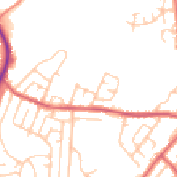 Daytime road noise heatmap for BL9 8EJ