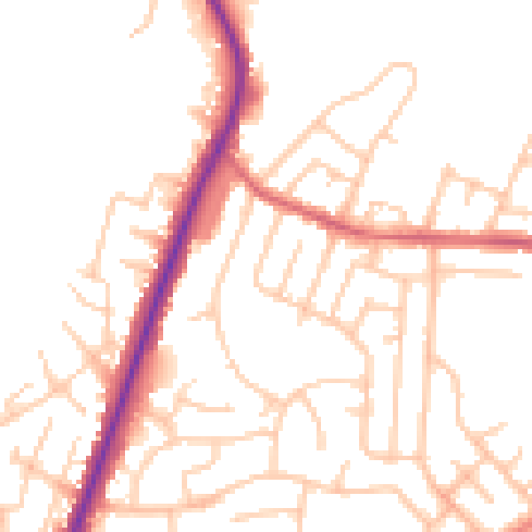 Daytime road noise heatmap for BL9 8HG