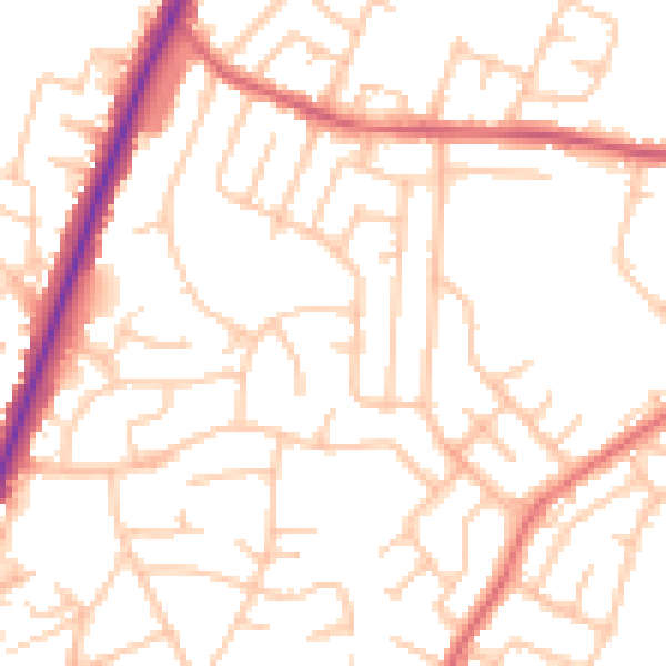 Daytime road noise heatmap for BL9 8HS
