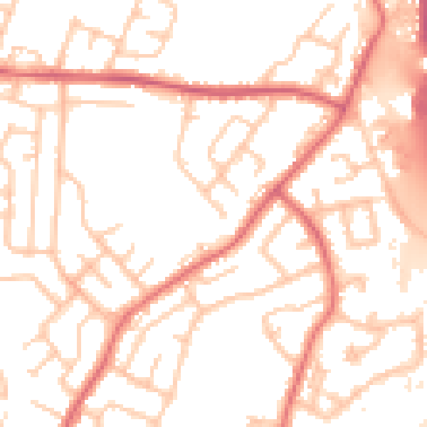 Daytime road noise heatmap for BL9 8LQ