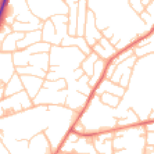 Daytime road noise heatmap for BL9 8NG