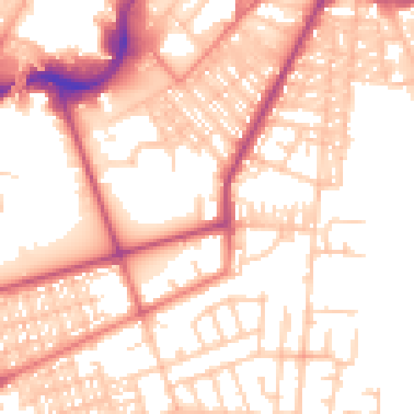 Daytime road noise heatmap for BL9 9AQ