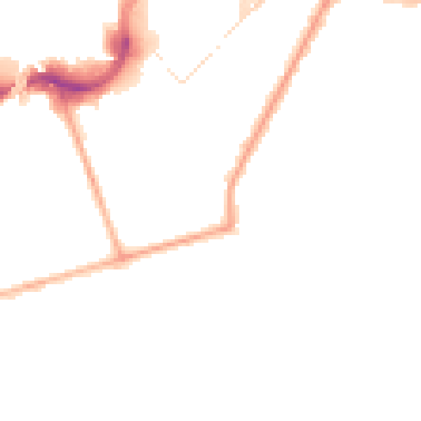 Night-time road noise heatmap for BL9 9AQ