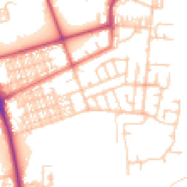 Daytime road noise heatmap for BL9 9ET