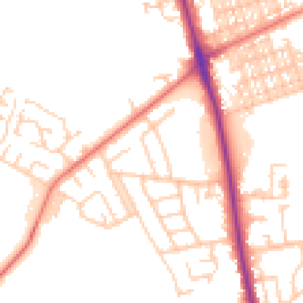Daytime road noise heatmap for BL9 9LG