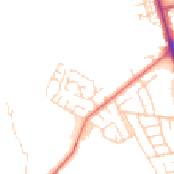 Daytime road noise heatmap for BL9 9NN
