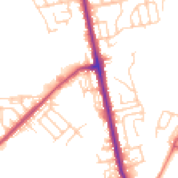 Daytime road noise heatmap for BL9 9PD