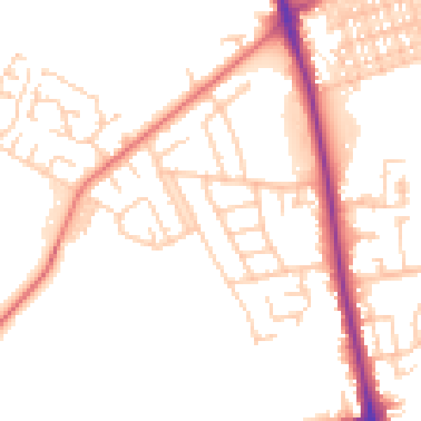 Daytime road noise heatmap for BL9 9PX