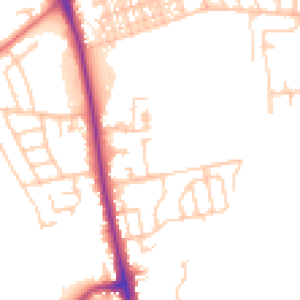Daytime road noise heatmap for BL9 9RD