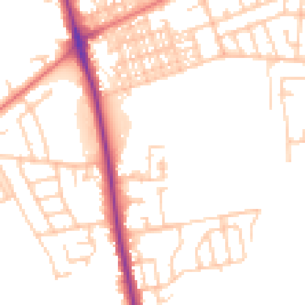 Daytime road noise heatmap for BL9 9RZ