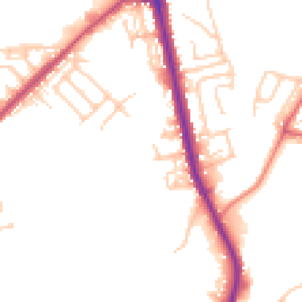 Daytime road noise heatmap for BL9 9SZ