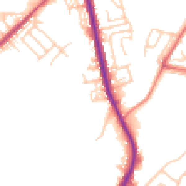 Daytime road noise heatmap for BL9 9TE