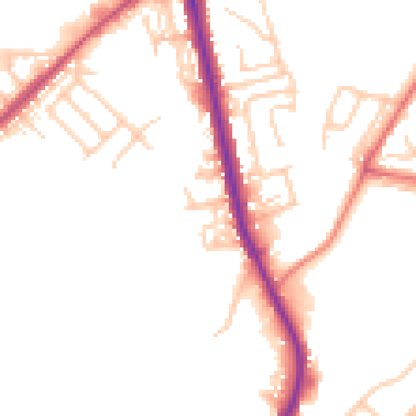 Daytime road noise heatmap for BL9 9TF