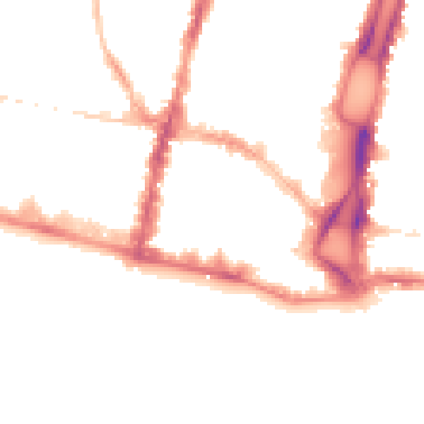 Night-time road noise heatmap for BN1 1AD