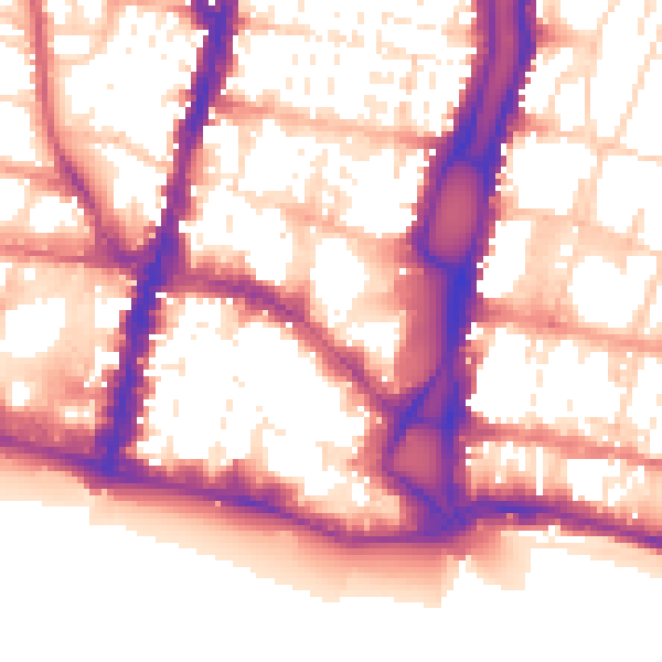 Daytime road noise heatmap for BN1 1EA