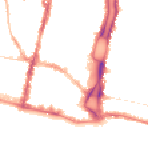 Night-time road noise heatmap for BN1 1ED