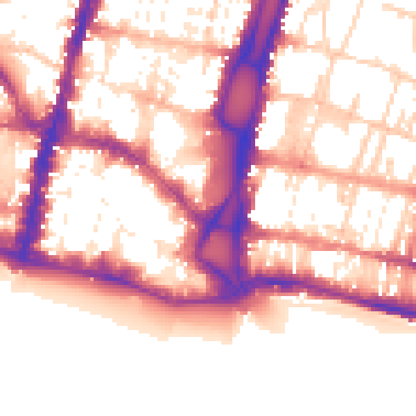 Daytime road noise heatmap for BN1 1EF
