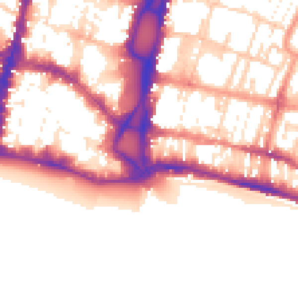 Daytime road noise heatmap for BN1 1EL