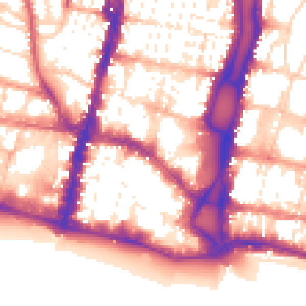 Daytime road noise heatmap for BN1 1EZ
