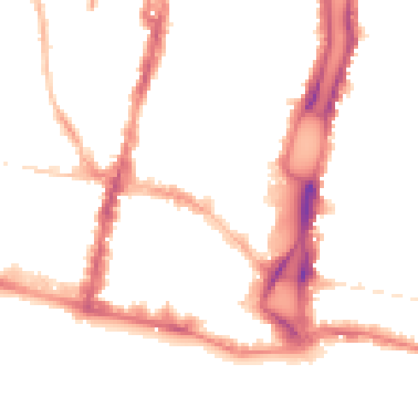 Night-time road noise heatmap for BN1 1EZ