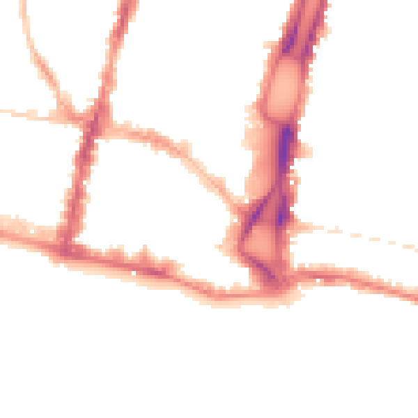 Night-time road noise heatmap for BN1 1HL